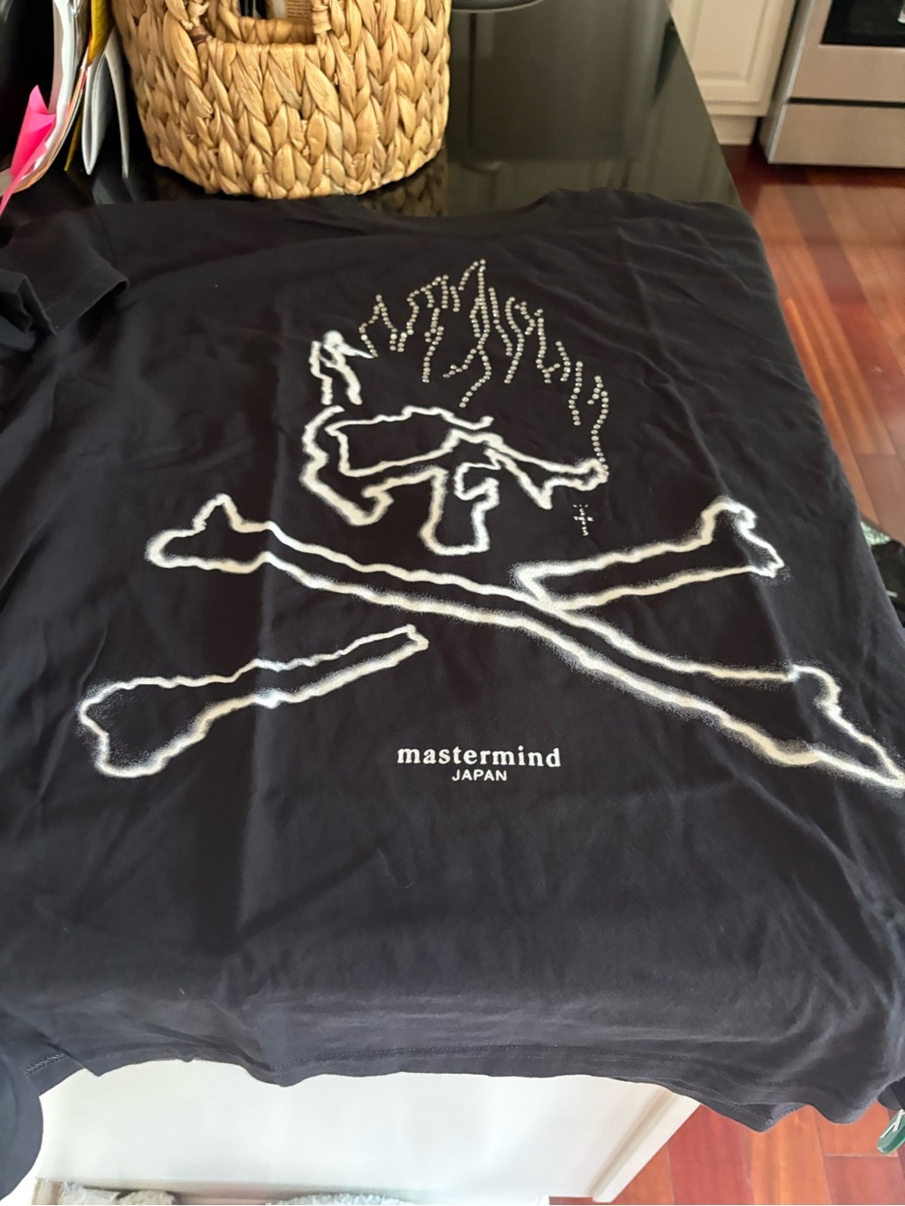 Mastermind Japan Black Tee with White Skull & Crossbones Graphic